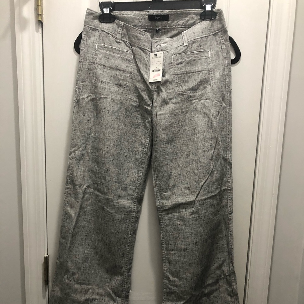 Express black and white linen pants